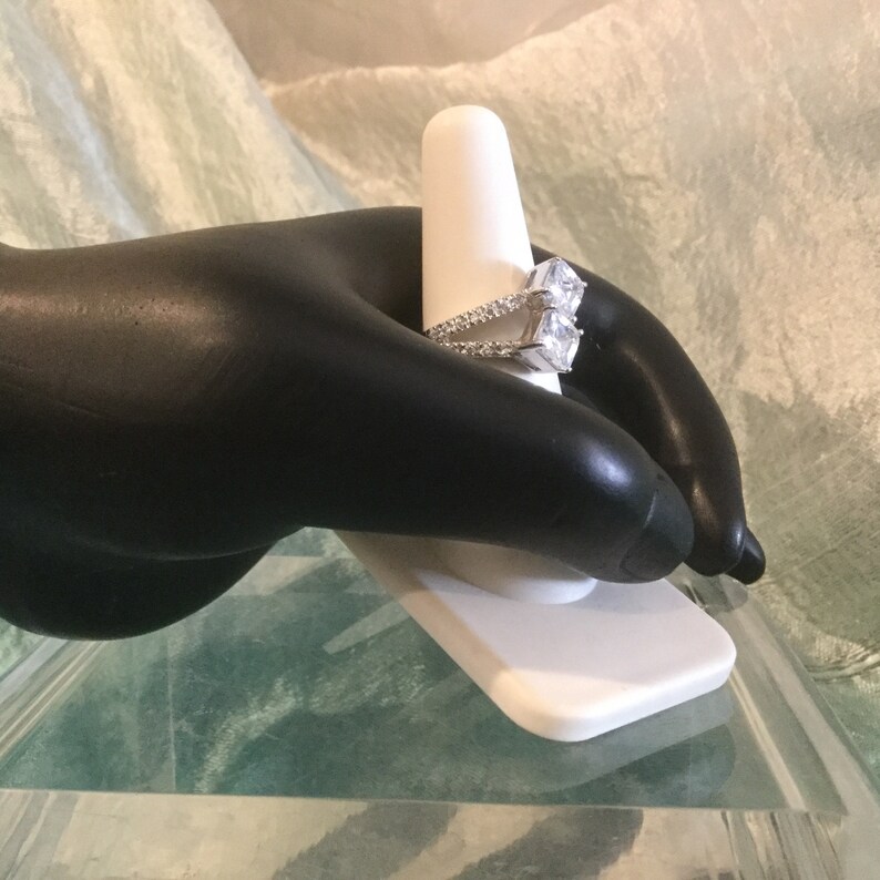 Hand crafted Ring. Sterling Silver 925 Ring With Cubic Zirconia in Square shape Engagement Ring