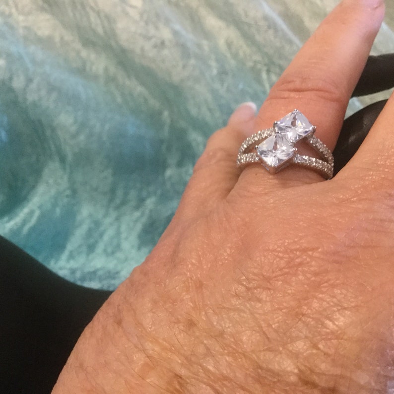 Hand crafted Ring. Sterling Silver 925 Ring With Cubic Zirconia in Square shape Engagement Ring