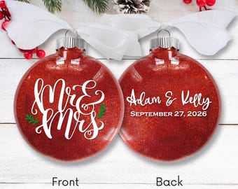 Personalized Mr & Mrs First Christmas Ornament - Wedding Gift for Newlywed Couple