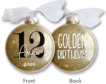 Golden Birthday Ornament: Personalized Glitter Keepsake