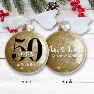50th Year Anniversary Christmas Ornament – Personalized Anniversary Gift - Wedding Date - Gifts Couple