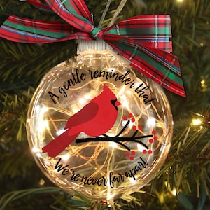 Personalized Sympathy Cardinal Ornament - Memorial Gift for Loved One - Lighted Christmas Ornament - In Memory Of Gift