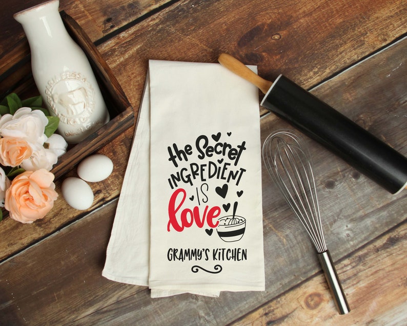 Hand Towel 100/% Cotton Spices The Secret Ingredient Is Always Cheese Gift Flour Sack Kitchen Tea Towel Dish Lint Free Love