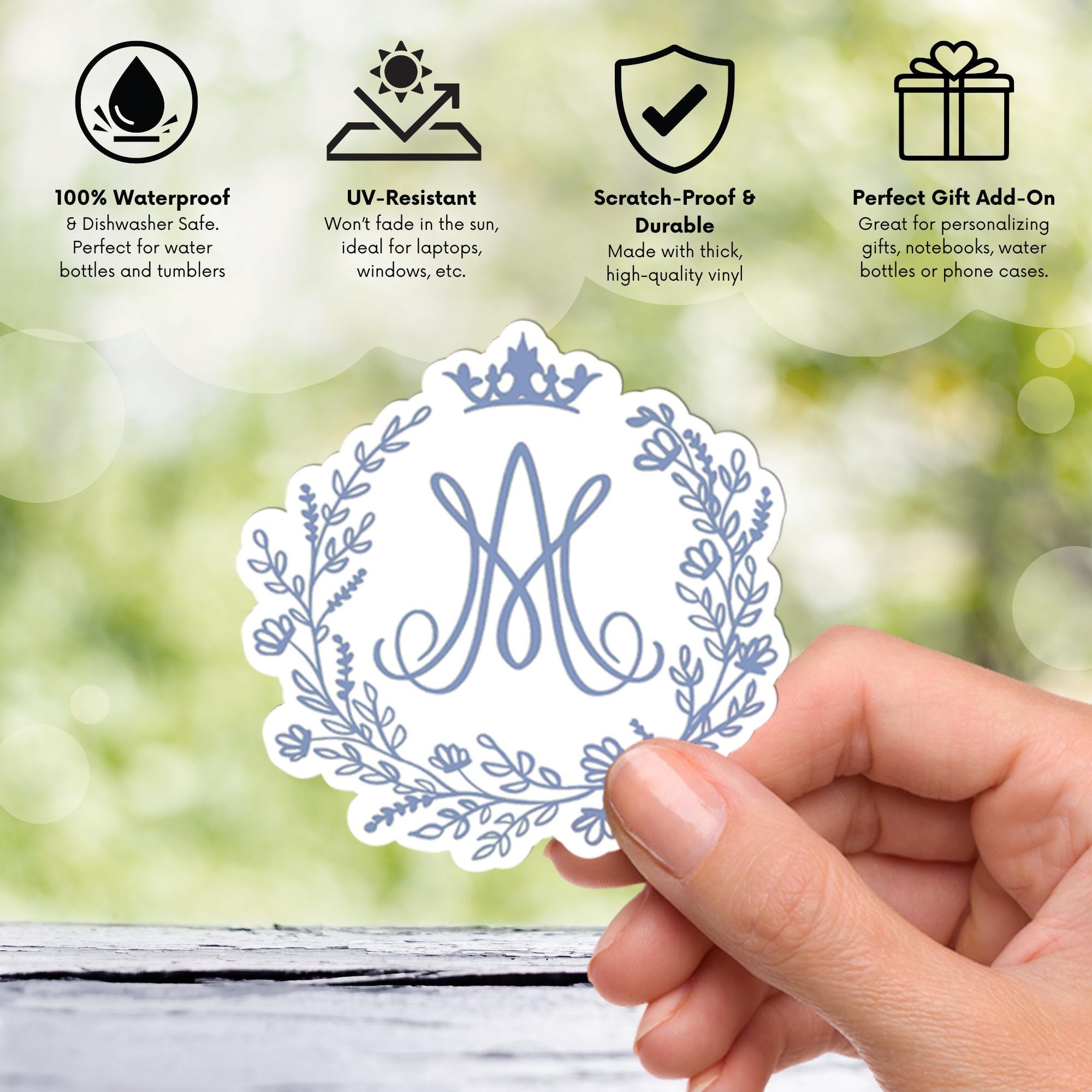 Auspice Maria Sticker - Virgin Mary Monogram - Ave Maria Catholic Vinyl ...