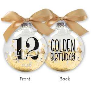 Personalized Golden Birthday Ornament: Confetti Glitter Keepsake