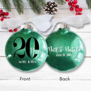 Décoration de Noël 20e anniversaire de mariage - Personnalisée avec la date du mariage - 20 ans en tant que Mr et Mme - Cadeau pour couple marié