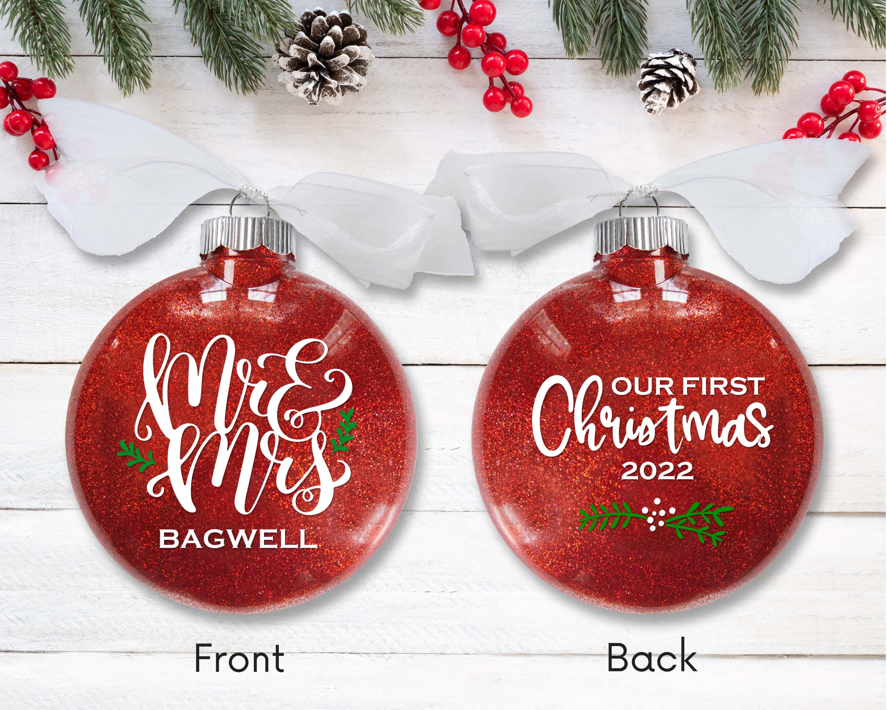 personalised Christmas decoration gift for 1st first Christmas married as mr&mrs 
