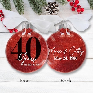 Décoration du 40e anniversaire : cadeau souvenir personnalisé 40 ans rouge rubis pour Mr et Mme pour couple