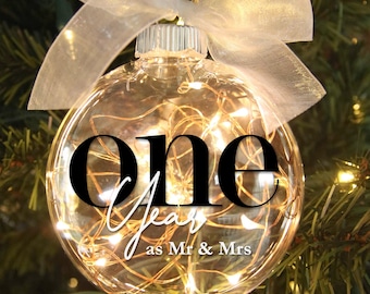 1st Anniversary Personalized Light Up Ornament - First Anniversary Gift for Couple