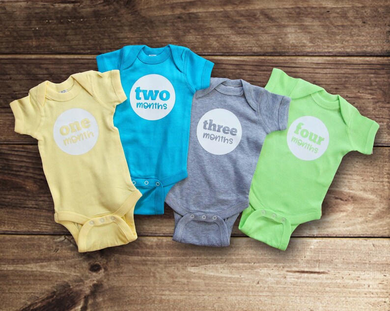 Gender Neutral Baby Milestone Photo Bodysuit Set Baby Shower Etsy