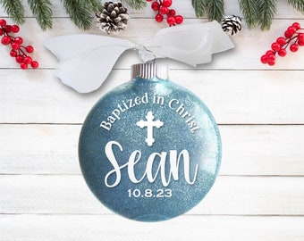 Personalized Boy Baptism Ornament - Christening Gift for Boys - Custom Baptism Gift - Dated Baptism Keepsake