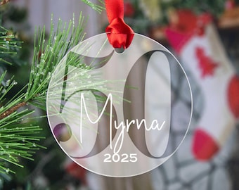 50th Birthday Christmas Ornament – Personalized Laser Engraved Acrylic Milestone Gift - Turning 50 Years Old