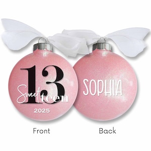 Personalized 13th Birthday Ornament: Glitter Sweet Teen Keepsake, Teen Girl Gift