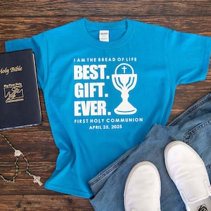 First Communion T-Shirt: Custom 1st Holy Eucharist T-shirt, Catholic Gift