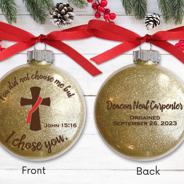 Personalized Deacon Christmas Ornament - Diaconate Ordination Gift - Catholic Permanent or Transitional Deacon Keepsake