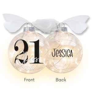 21st Birthday Ornament, Personalized Light-up Cheers to 21 Gift