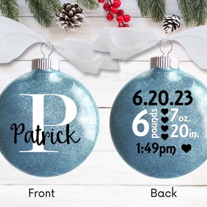 Baby Boy Birth Stats Ornament - Personalized Baby’s First Christmas Gift - Custom New Baby First Holiday Gift