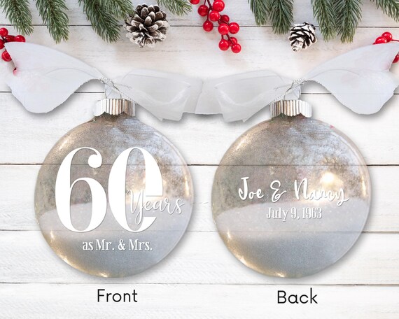 60th Wedding Anniversary Christmas Ornament Personalized Anniversary Gift 60 Years as Mr Mrs Wedding Date Gifts Couple Etsy UK