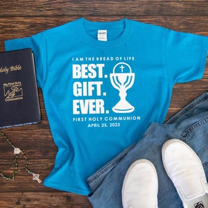 First Communion Gift for Boys - 1st Holy Communion T-Shirt - Custom Catholic Tee for Kids - Best Gift Ever