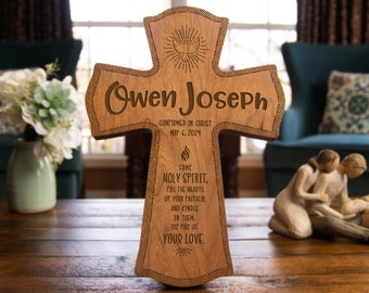 Personalized Confirmation Gift - Confirmation Cross for Christian or Catholic Teen - Custom Engraved Wood Keepsake