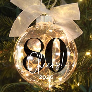 80th Birthday Ornament: Personalized Light-Up Milestone Gift - Cheers to 80 Years Keepsake