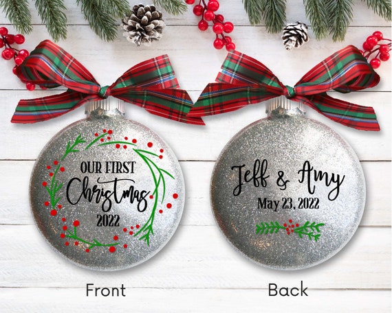 Our First Christmas Married Wedding Ring Acrylic Ornament