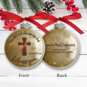 Personalized Deacon Christmas Ornament - Diaconate Ordination Gift - Catholic Permanent or Transitional Deacon Keepsake