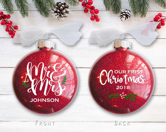 Mr & Mrs Our First Christmas Ornament – Personalized Wedding Gift - Gifts Couple - Newlywed Gift - Just Married