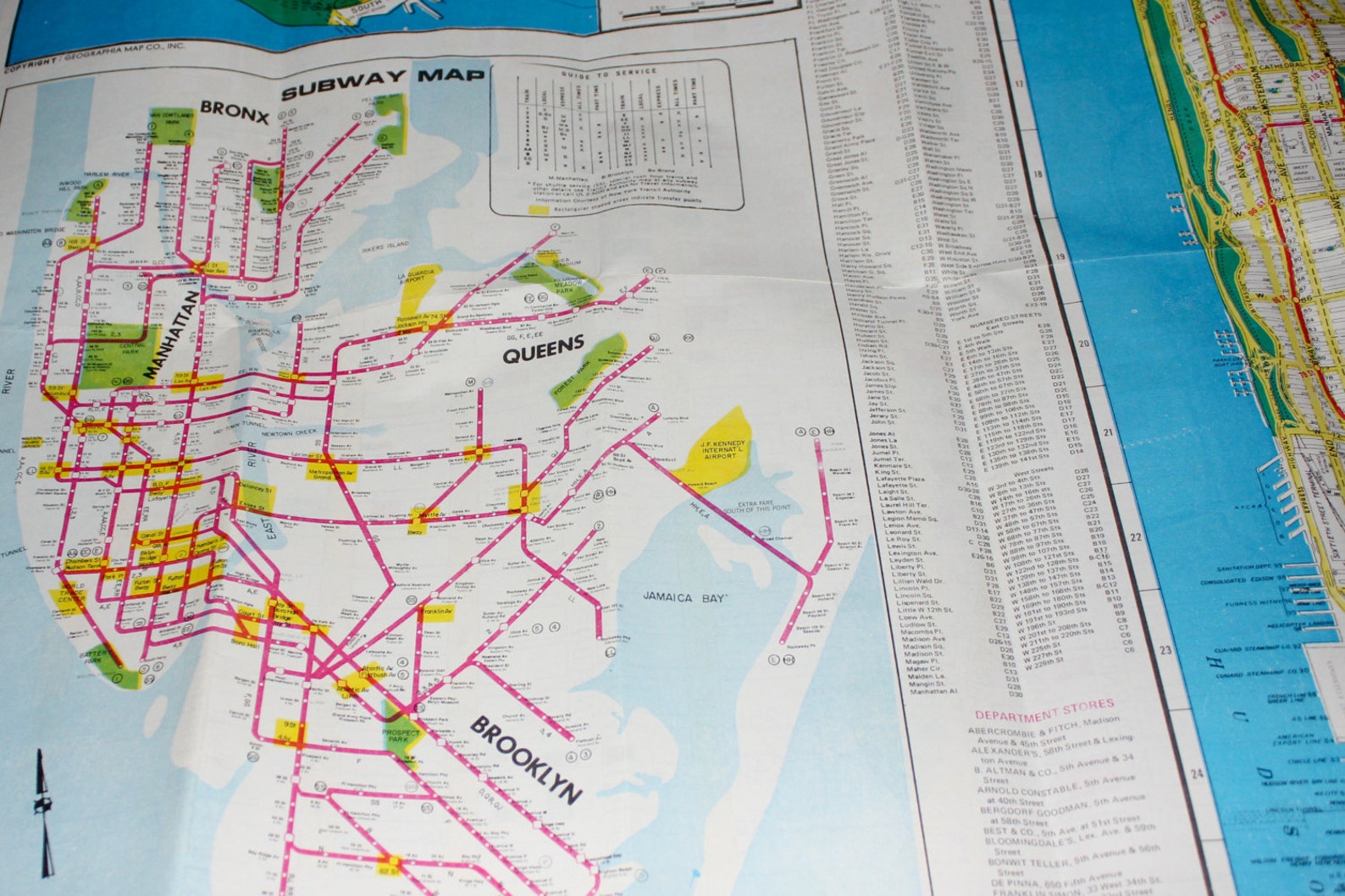 1982 Vintage NYC Subway Attractions Map | Etsy