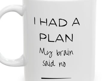 Caneca sarcástica para TDAH, "Eu tinha um plano", presente para quem tem névoa mental, caneca para neurodivergente