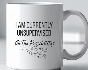 Caneca engraçada para quem tem TDAH, presente ideal para estudantes ou colegas de trabalho que não precisam de supervisão.