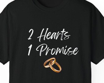Presente para a Noiva, Camiseta com Anel de Noivado, Camiseta Aliança de Casamento, Dois Corações, Uma Promessa, Do Noivo