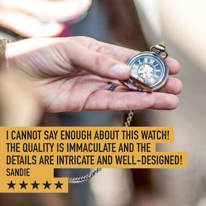 Engraved Steampunk Pocket Watch – Personalized Gift, Rosewood Box image 8