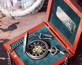 Engraved pocket watch Steampunk groomsmen gifts - groomsman gifts, best man gift