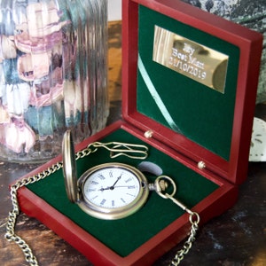 Engraved 'Antique Brass' Pocket Watch Groomsmen gift Personalised Watch and Watch Box Groomsmen Box Best Man Gifts image 2