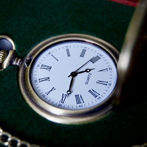 Engraved 'Antique Brass' Pocket Watch Groomsmen gift Personalised Watch and Watch Box Groomsmen Box Best Man Gifts image 6