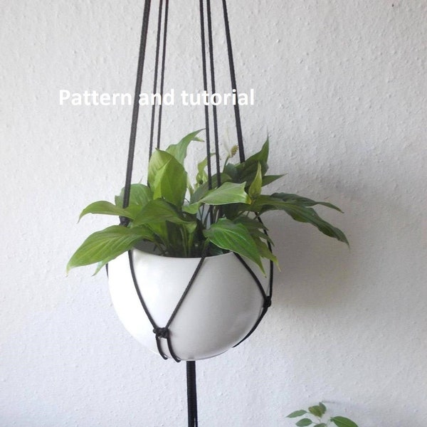 DIY tutorial for 33'' (85 cm) / 47'' (120 cm) long macrame minimalist plant hanger-digital download, macrame e-pattern, DIY plant hanger pdf