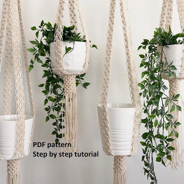 DIY tutorial for macrame plant hanger- custom length-macrame shelf-candle holder-macrame hanging table, digital download, e-pattern, DIY pdf