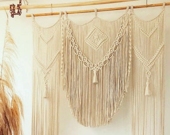 Large Macrame Curtain Customizable, Wedding backdrop or Arch, Photobooth or Ceremony Altar, Window drapery, door Covering or room divider