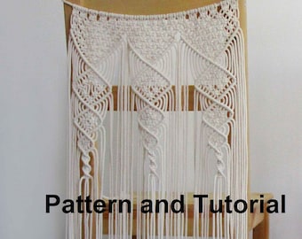 DIY tutorial for Macrame Chair Backs, Wedding Chair cover, macrame e-pattern for Bohemian Decor or wall garland, digital download,  DIY pdf