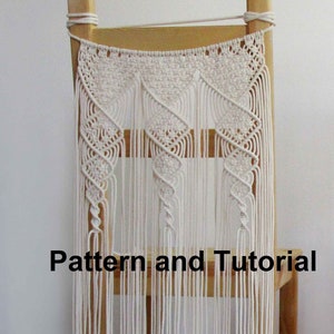 DIY tutorial for Macrame Chair Backs, Wedding Chair cover, macrame e-pattern for Bohemian Decor or wall garland, digital download,  DIY pdf