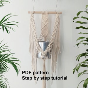 DIY tutorial for macrame plant hanger hanging wall planter, step by step instructions with photos, digital download, DIY pdf, wall hanging zdjęcie 1