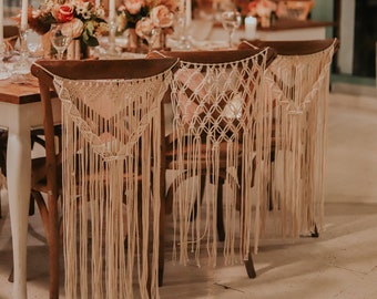 Macrame Chair Backs, Wedding Chair cover,  Bohemian Decor for Bride & Groom or wall garland in a nursery or dorm room
