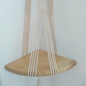 Corner macrame hanging shelf with a plate-36&#39;&#39; (91 cm) long-plant hanger-pot holder-hanging table-fruit basket-cat hammock- pet bed holder