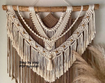 DIY Macrame Wall Hanging Tutorial: Two-Color Boho Tapestry (PDF)