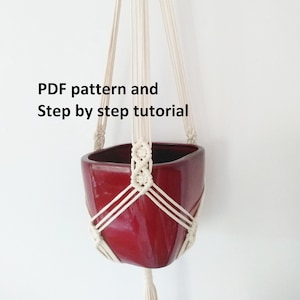 DIY tutorial for Macrame plant hanger, step by step guide to make hanging planter, digital  e-pattern, DIY plant hanger pdf