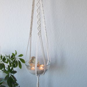 Macrame plant hanger-black or natural white cotton rope -35&#39;&#39; (90 cm) long-macrame shelf-candle holder- pot hanger or macrame hanging table
