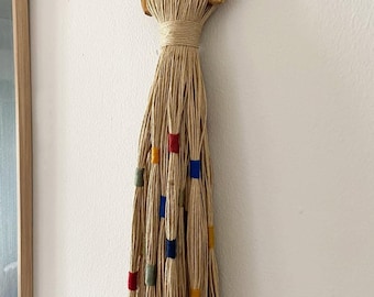 Tapiz de macramé personalizado: Arte tejido estilo bohemio natural - Borla de diferentes tamaños