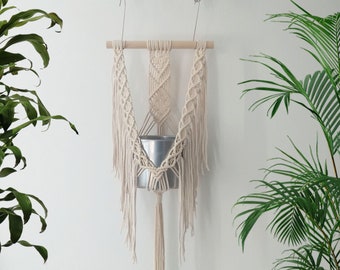 Macrame plant hanger  - hanging wall planter, indoor pot holder, custom size and color made to order