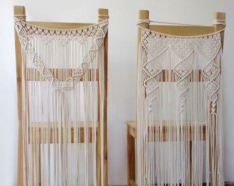 Macrame Chair Backs, Wedding Chair cover, Wedding Bohemian Decor for Bride & Groom or wall garland hanging in a nursery or dorm room